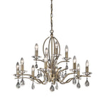 FL2299/12 12 Light Bronze and Crystal Chandelier