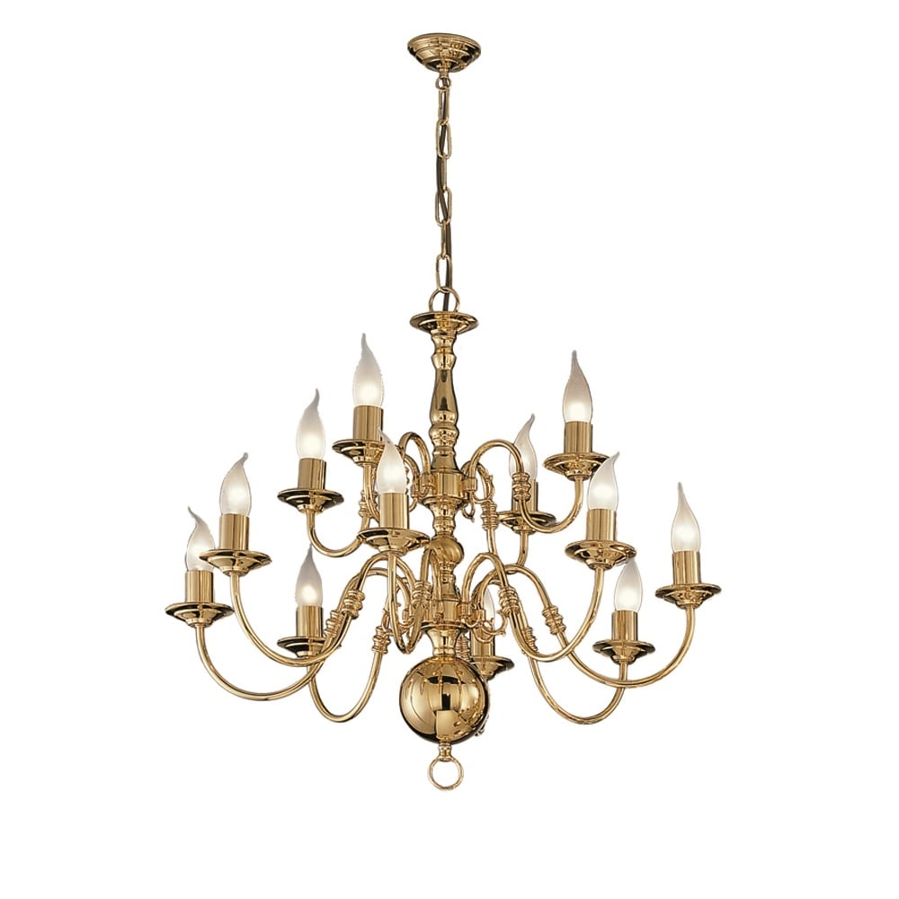 Delft 12 Light Polished Brass Flemish Chandelier - PE79112