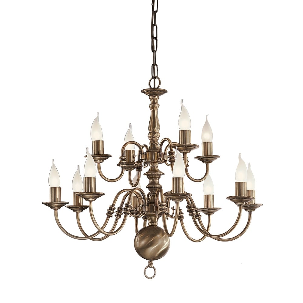 PE79312 Halle 12 Light Bronzed Brass Flemish Chandelier
