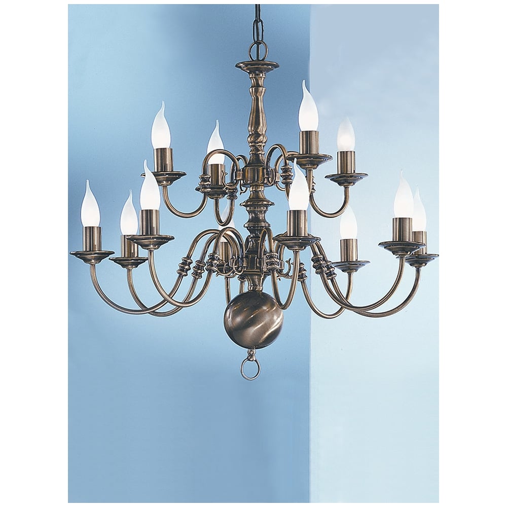 PE79312 Halle 12 Light Bronzed Brass Flemish Chandelier