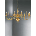Delft 12 Light Large Polished Brass Chandelier - C041712PB