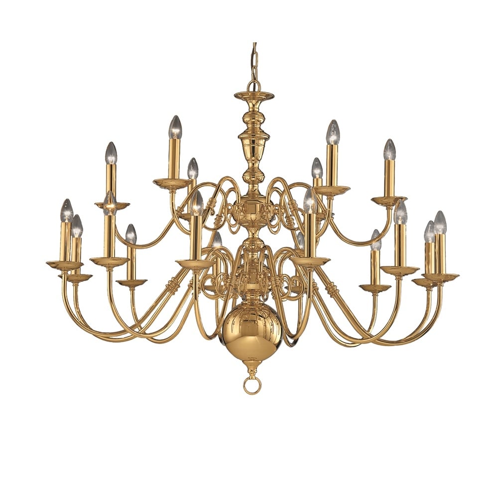 Delft 18 Light Large Polished Brass Chandelier - CO41718PB