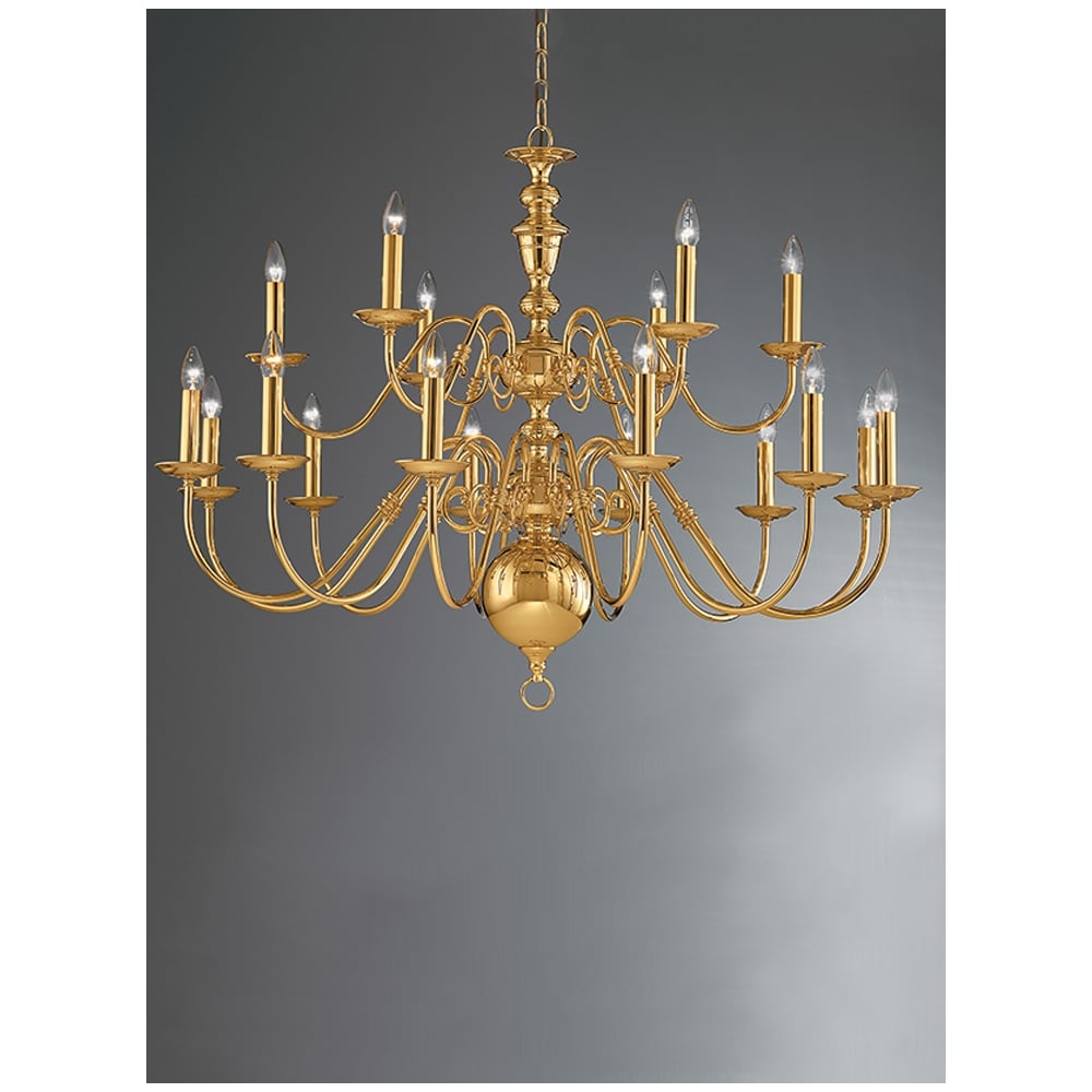 Delft 18 Light Large Polished Brass Chandelier - CO41718PB