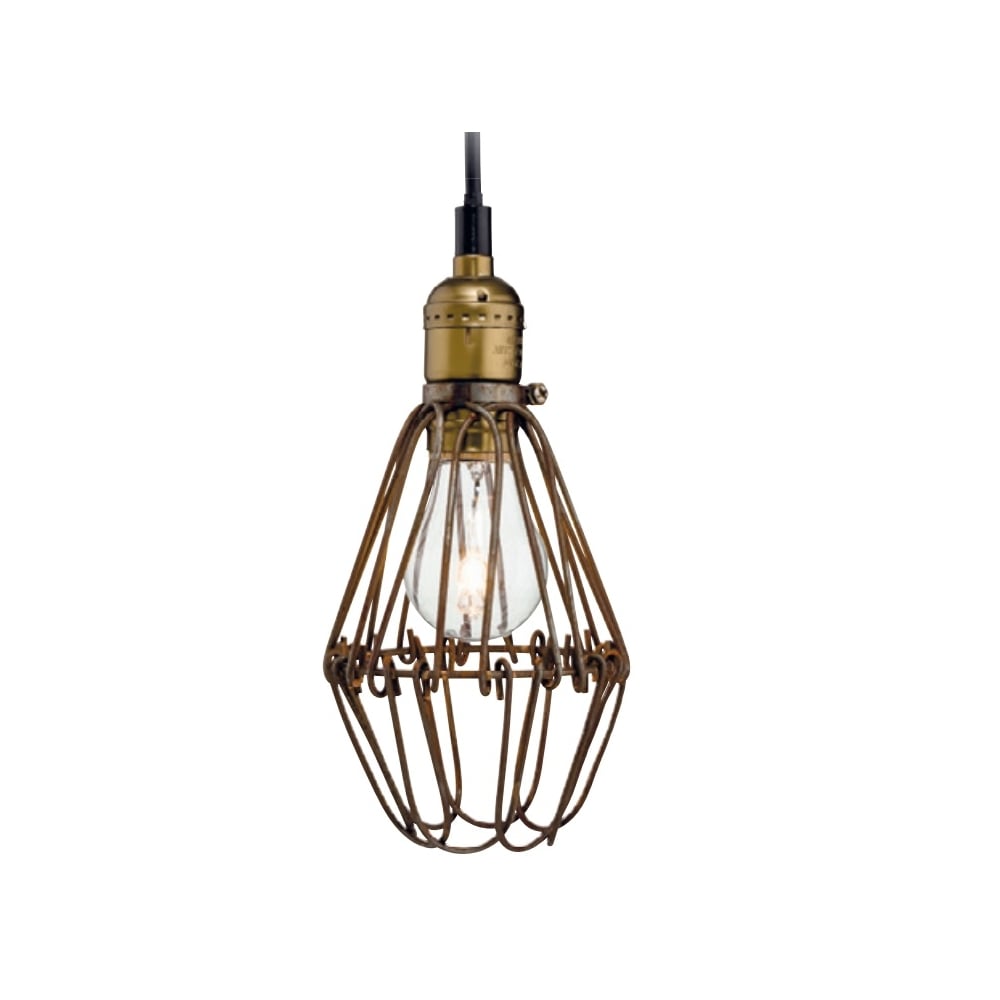 Arcade Cage Ceiling Pendant Light in Rustic Brown 3446RB