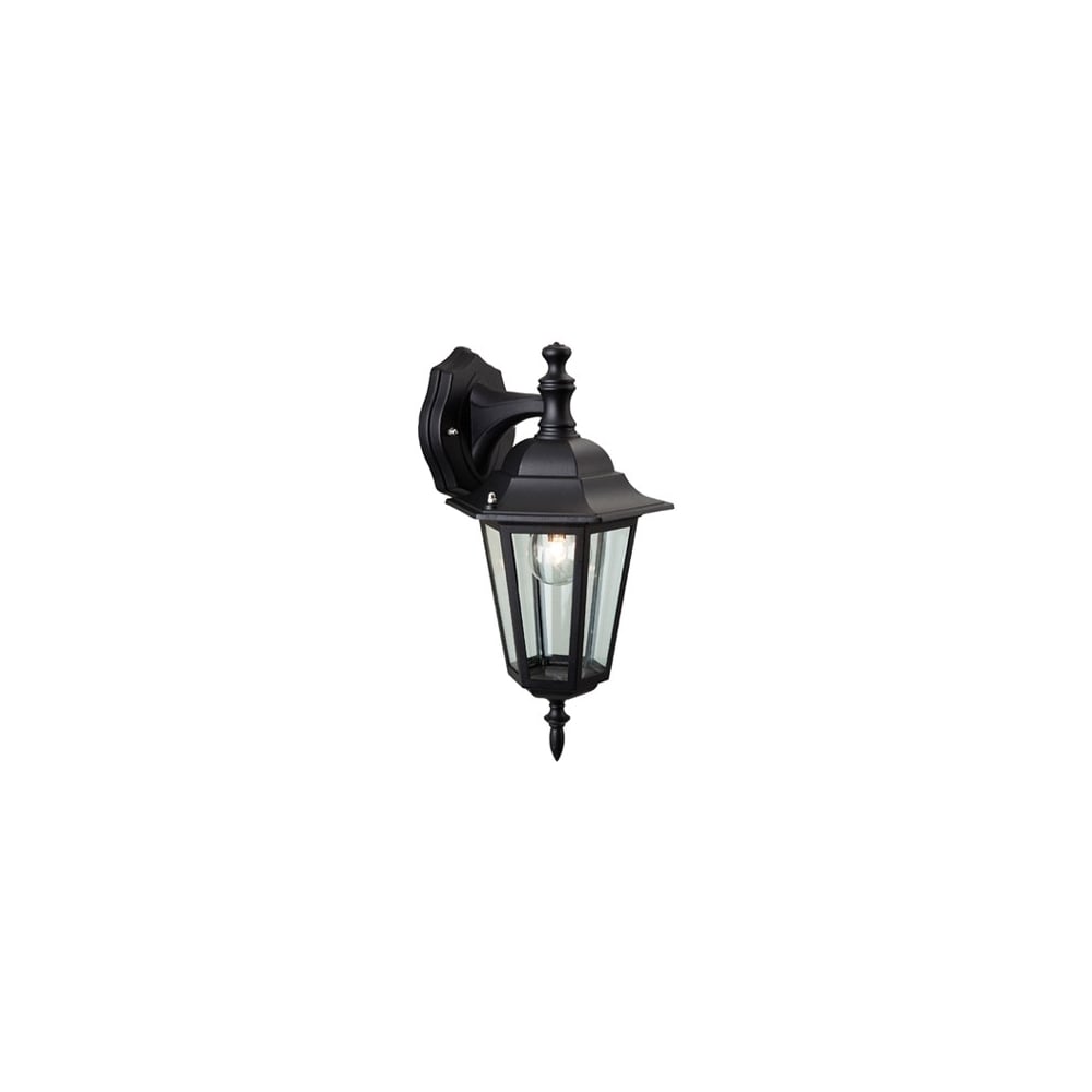 6 Panel Downlight Wall Lantern In Black Finish IP33 E101BK