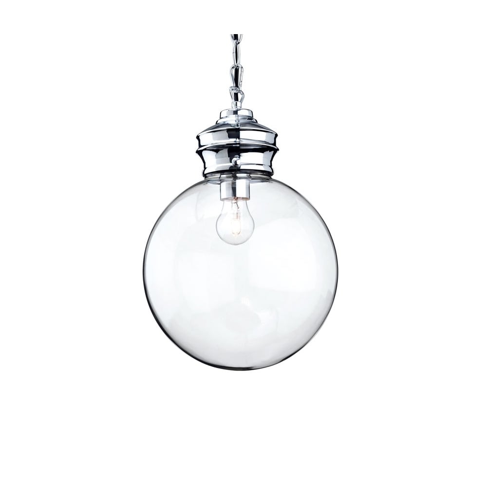Omar Clear Glass Globe Ceiling Pendant Light in Chrome 3410CH