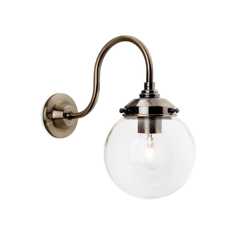 Victoria Vintage Wall Light With Clear Glass Globe Shade 5936
