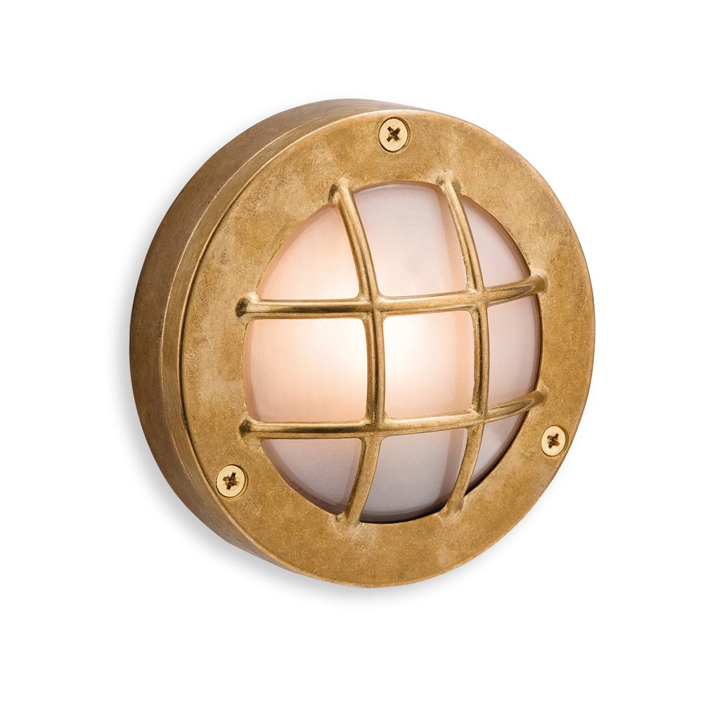Nautic Solid Brass Outdoor Wall Light With Frosted Glass Diffuser 5925BR