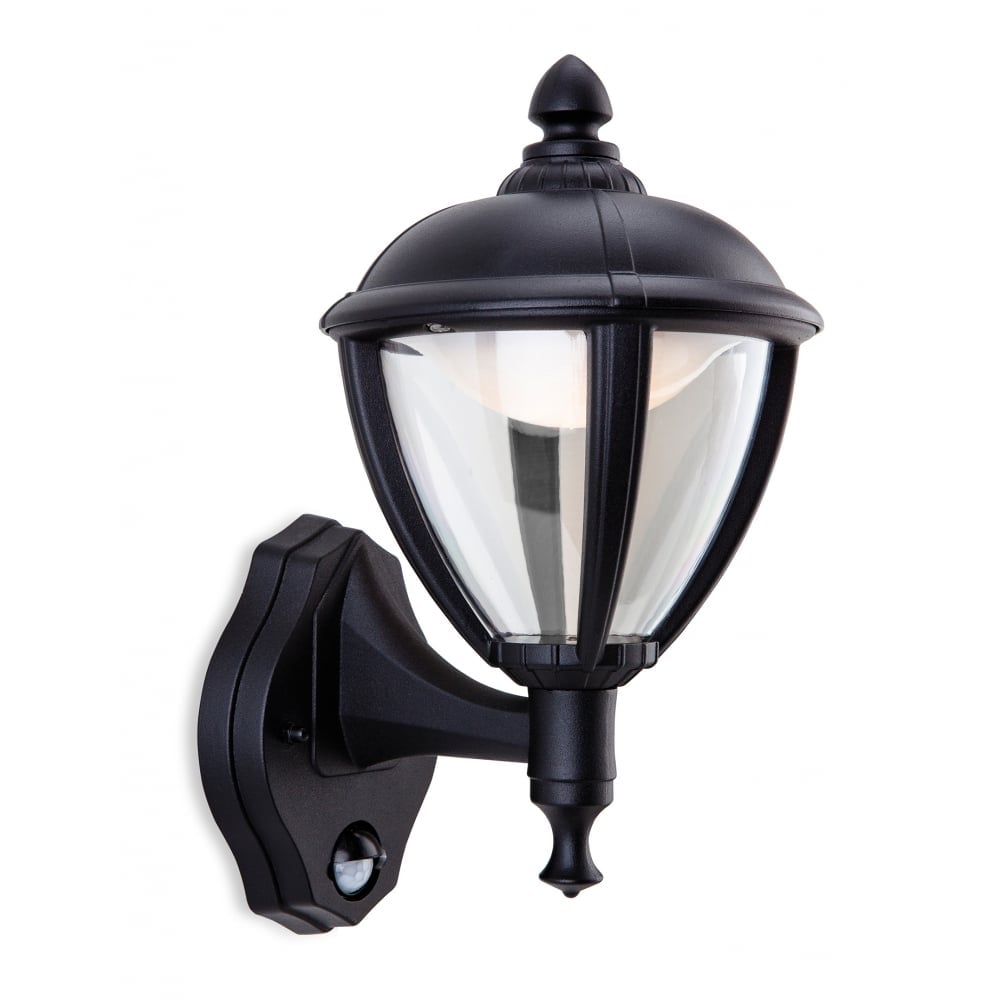 Unite LED Outdoor Wall Lantern In Black Finish With PIR Sensor 5941