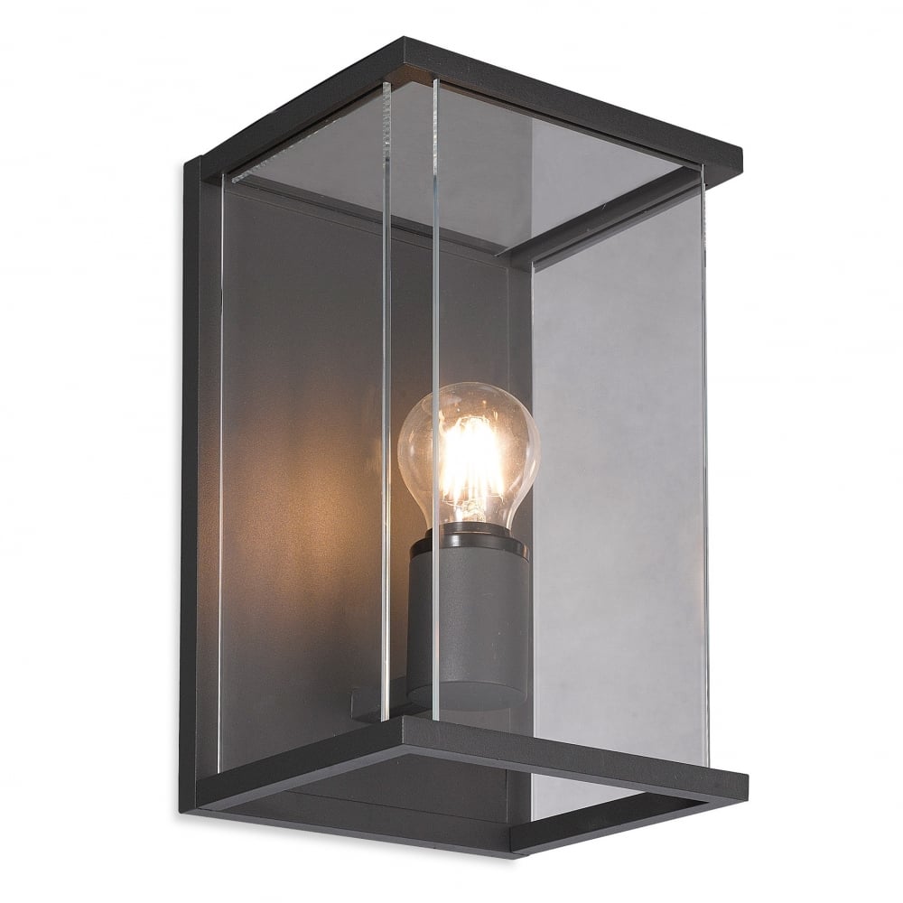 Carlton Outdoor Wall Light In Graphite Aluminium Finish With Glass Panels 5945GP