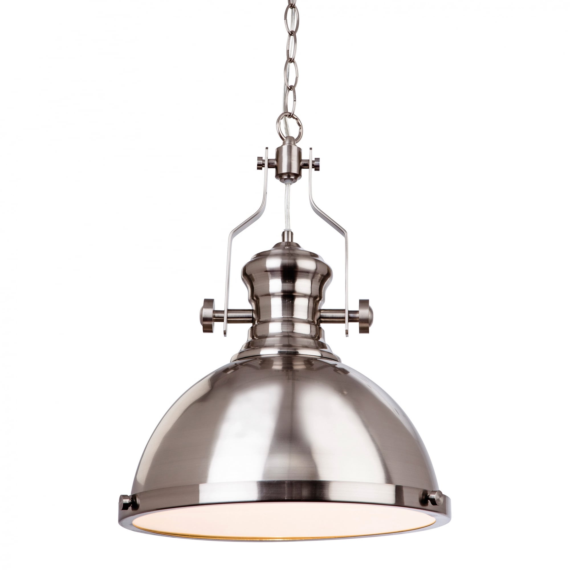 Albion Industrial Ceiling Pendant Light In Brushed Steel Finish 5909BS