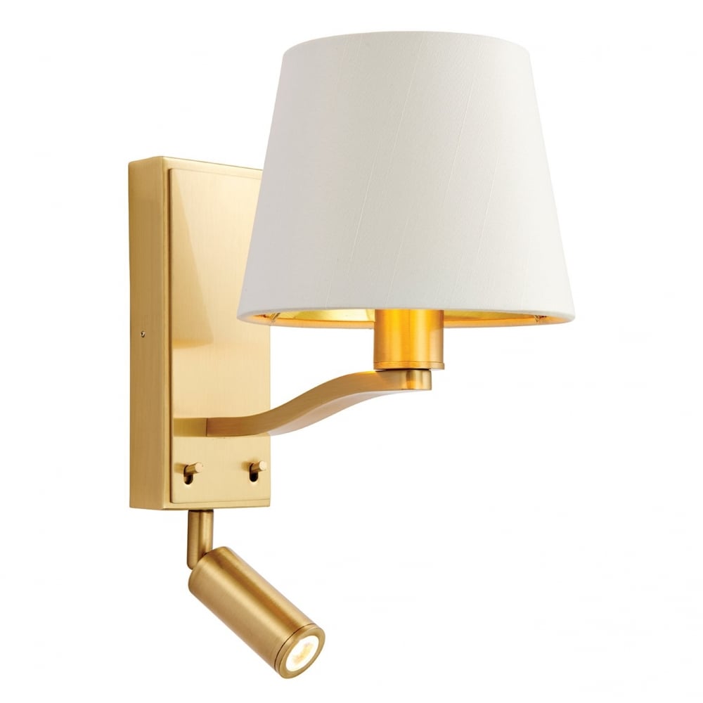 Harvey Elegant Reading Wall Light In Brushed Gold With White Shade 69092