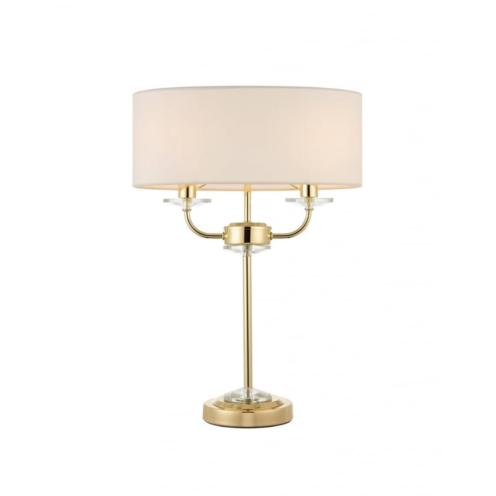 Nixon 2 Light Table Lamp In Brass Finish With Vintage White Shade 70564