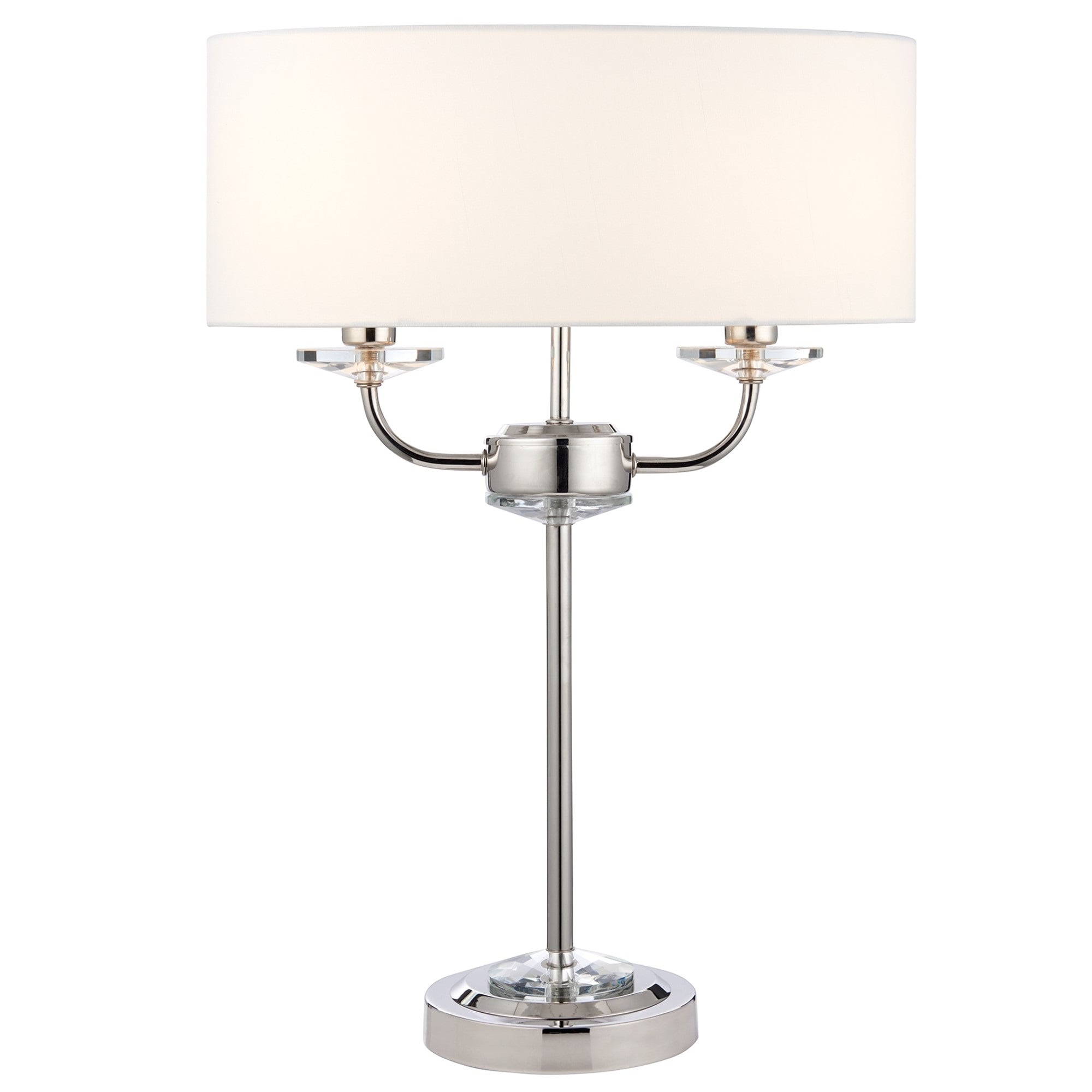 Nixon 2 Light Table Lamp In Nickel Finish With Vintage White Shade 60804