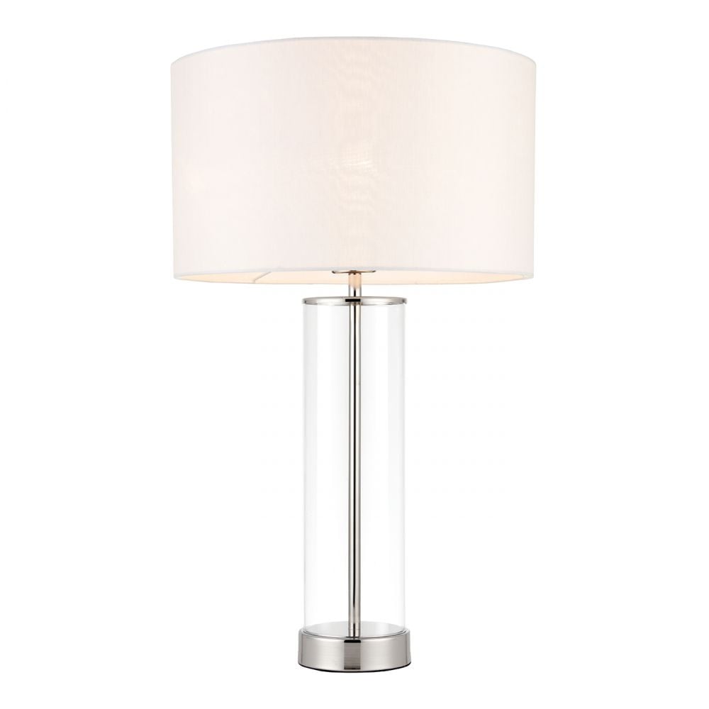 Lessina Touch Table Lamp In Bright Nickel With Vintage White Shade 70600