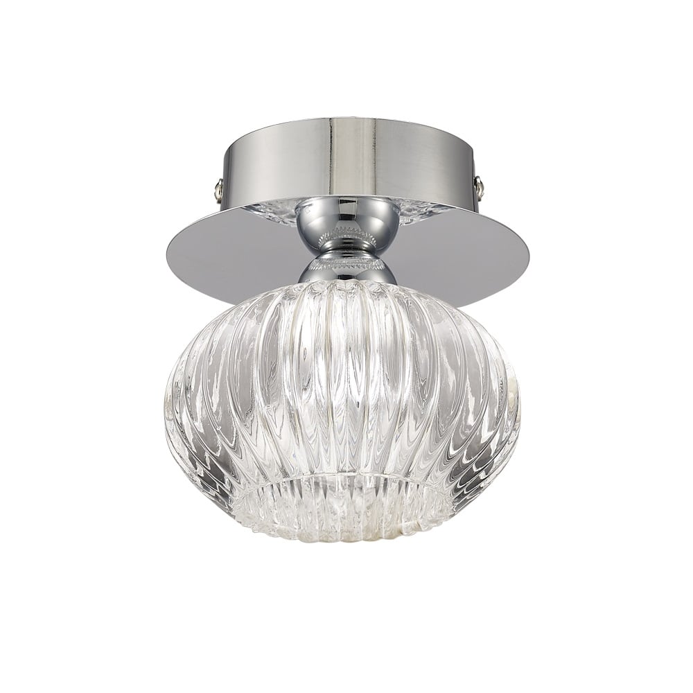 Stylish Glass Flush Ceiling Light In Chrome Finish FC5749