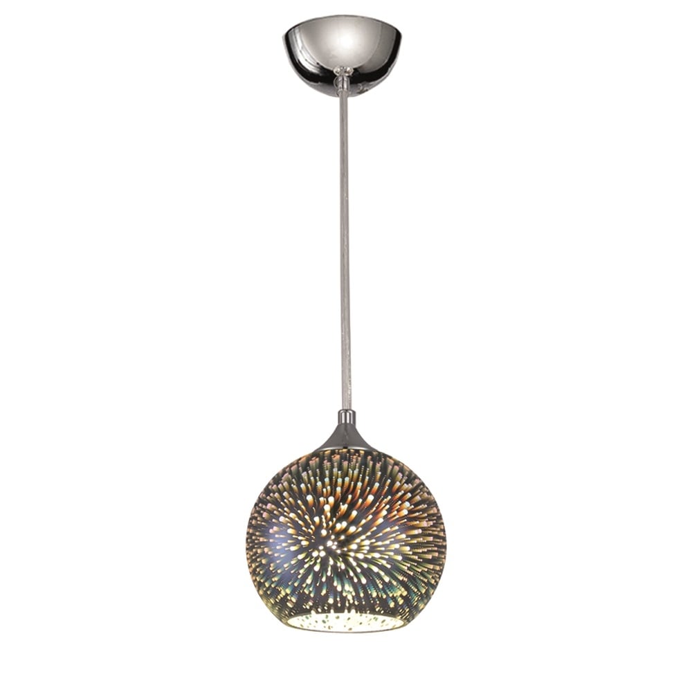 Glass Sphere Ceiling Pendant Light In Chrome Finish SUS125