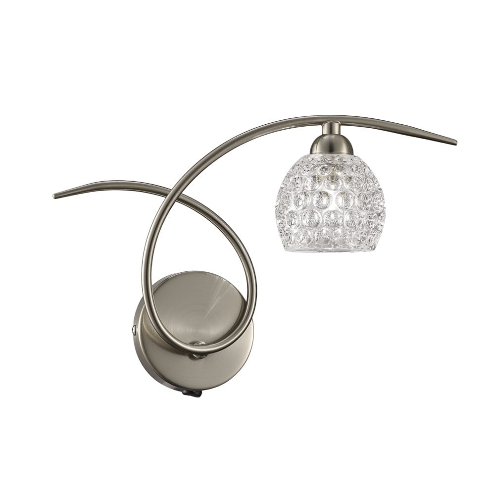 Single Wall Light In Satin Nickel Finish With Glass Shade F2347/1