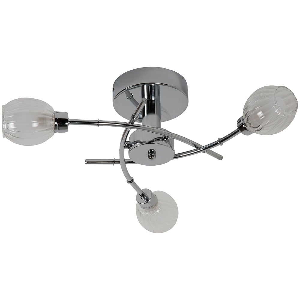 Modern Stylish 3 Light Semi Flush Ceiling Light In Polished Chrome Finish