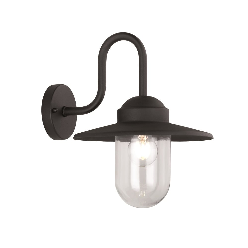 Outdoor Wall Light In Matt Black Finish With Clear Glass Shade OD6615