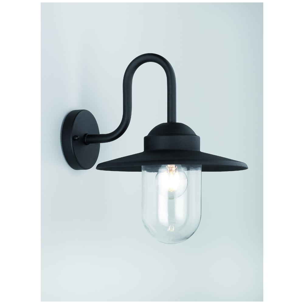 Outdoor Wall Light In Matt Black Finish With Clear Glass Shade OD6615