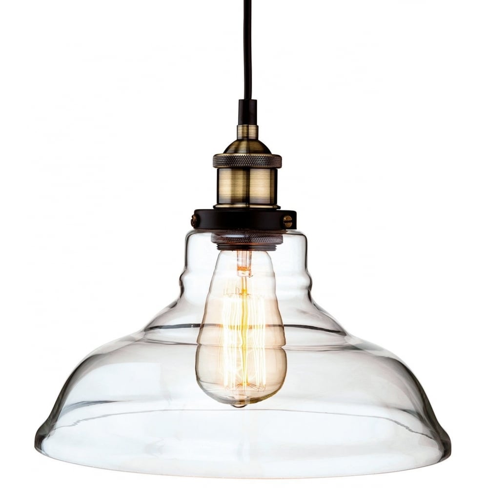 Empire Vintage Glass Ceiling Pendant Light In Antique Brass Finish 3472AB