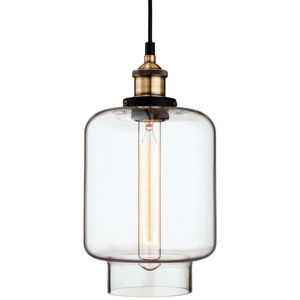 Empire Vintage Glass Ceiling Pendant Light In Antique Brass Finish 3474AB
