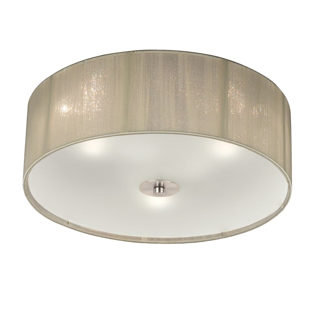 Small Flush Ceiling Light With Cream Shade And Glass Diffuser F2341/3