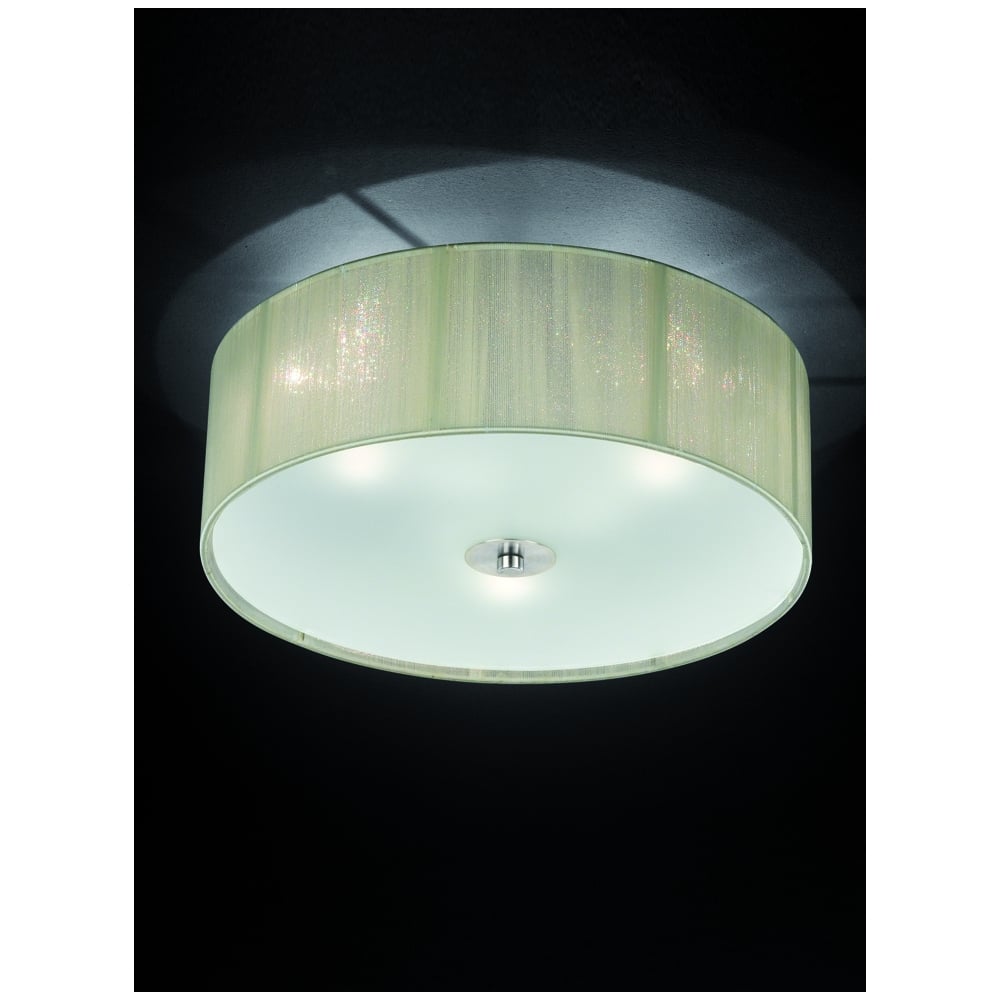 Small Flush Ceiling Light With Cream Shade And Glass Diffuser F2341/3