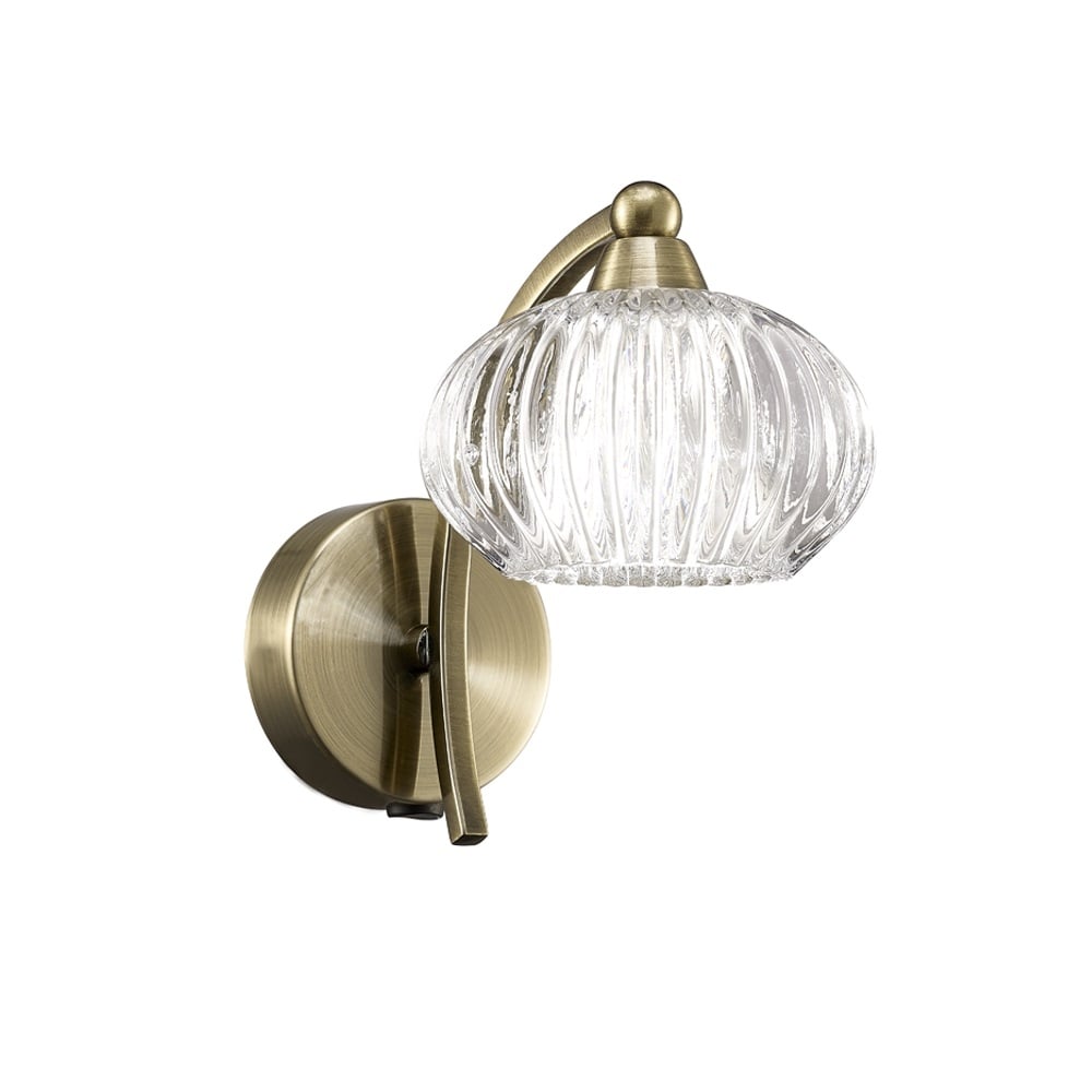 Single Wall Light In Bronze With Ribbed Glass Shade F2336/1