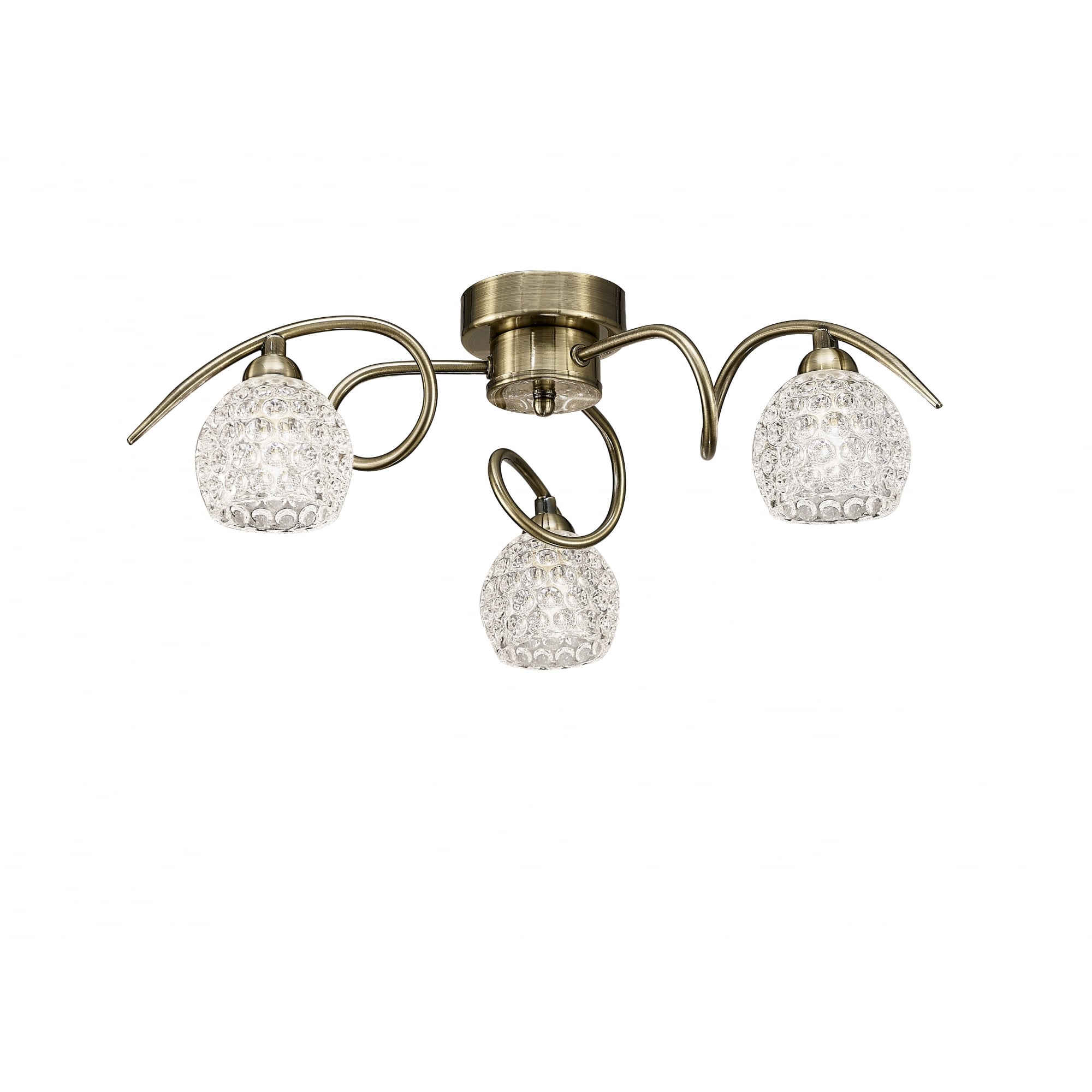 3 Light Semi Flush Ceiling Fitting In Bronze With Glass Shades F2348/3