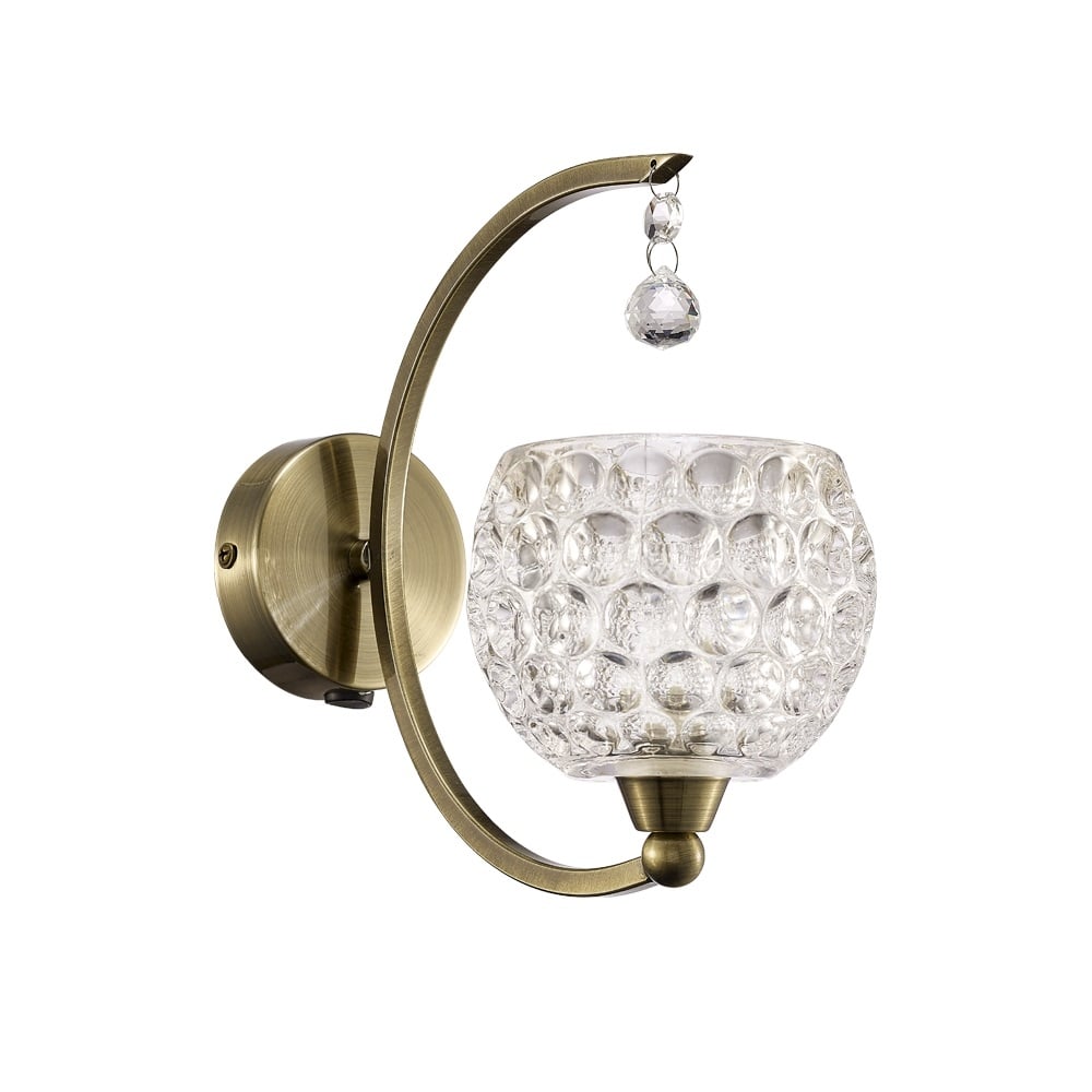 Modern Single Wall Light In Bronze With Dimpled Glass Shade F2340/1