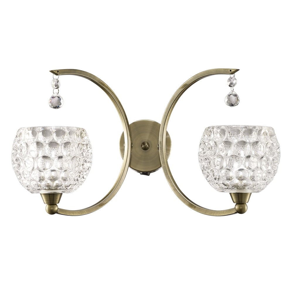 Modern 2 Light Wall Bracket In Bronze With Dimpled Glass Shades F2340/2