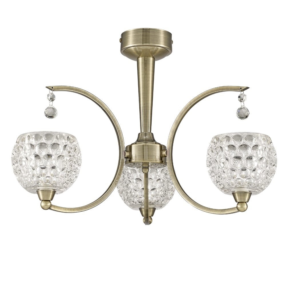 Modern 3 Light Semi Flush Ceiling Fitting In Bronze With Glass Shades F2340/3