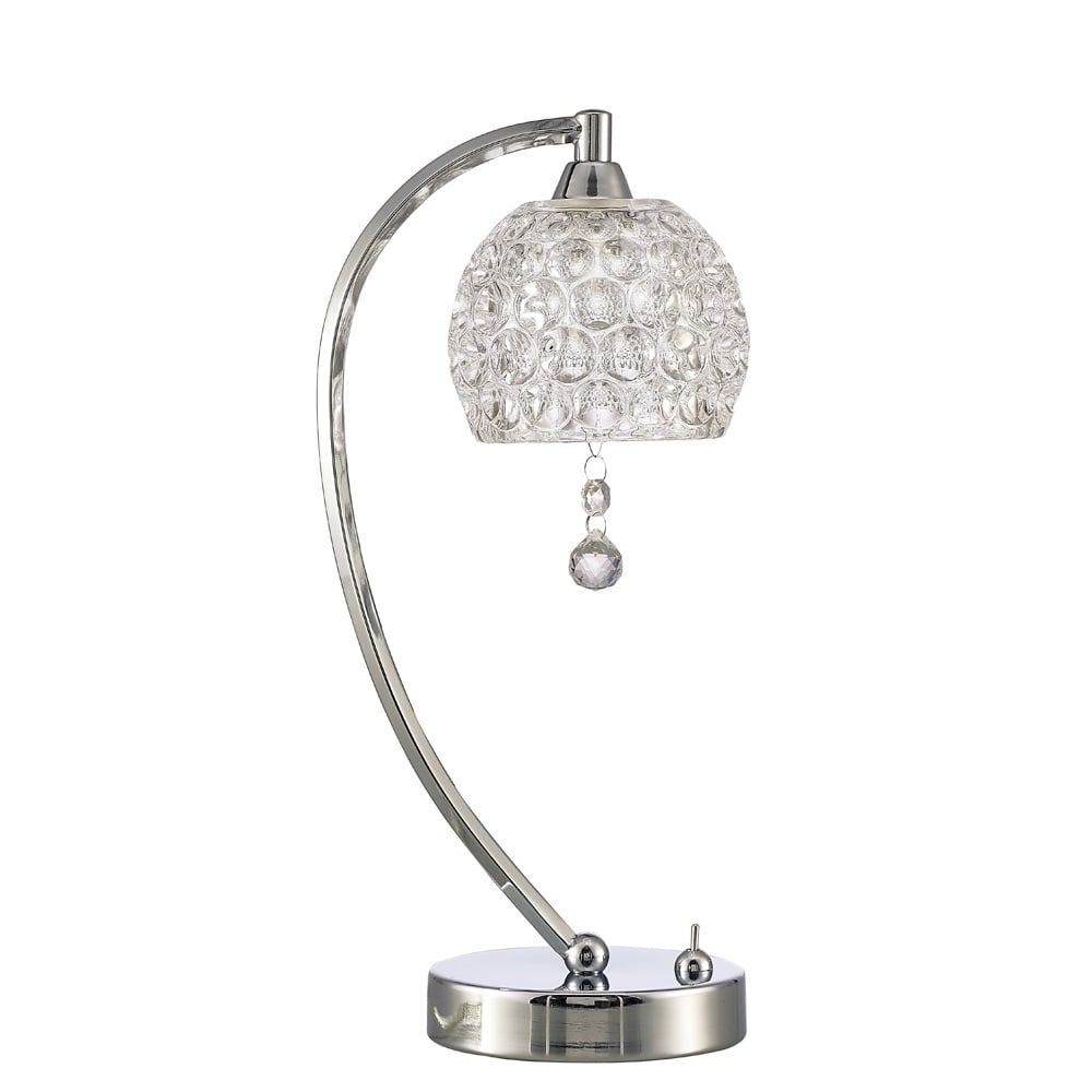 Modern Table Lamp In Chrome With Glass Shade