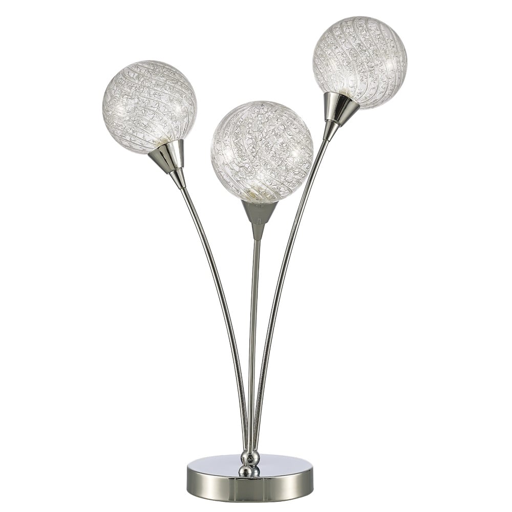 Modern Table Lamp In Chrome With Textured Glass Spheres