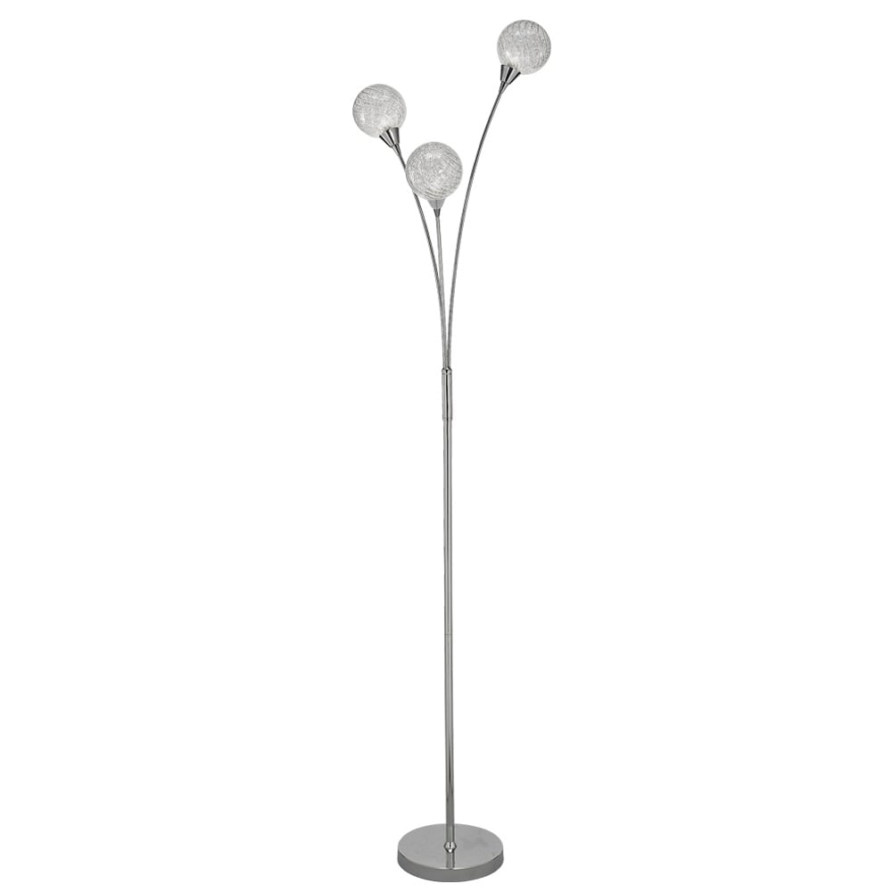 Modern Foor Lamp In Chrome With Textured Glass Spheres S222