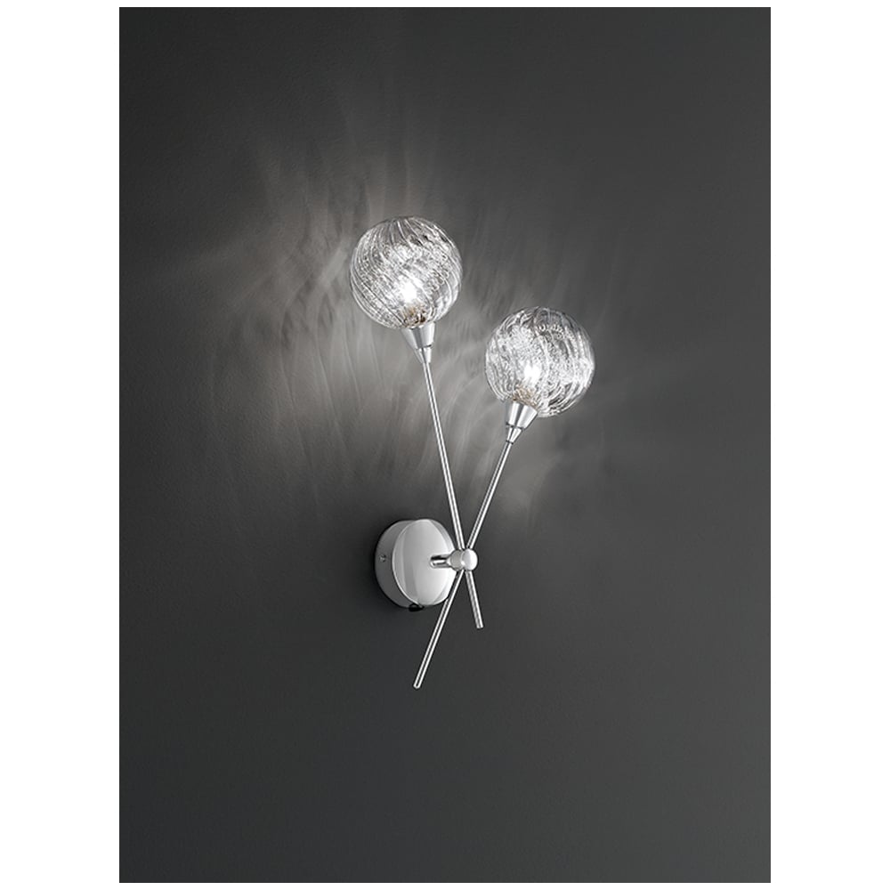 Modern Wall Light In Chrome With Textured Glass Spheres F2329/2
