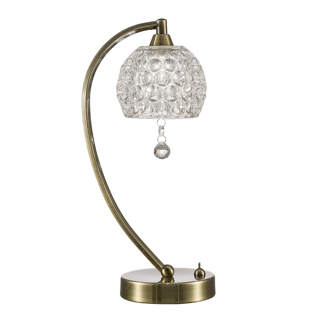 Table Lamp In Bronze With Dimpled Glass Shade