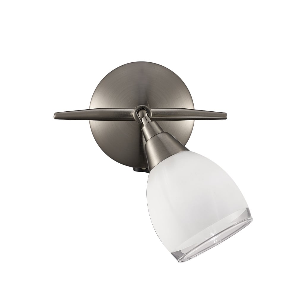 Wall Light In Satin Nickel Finish With Satin White Glass Shade SP8971