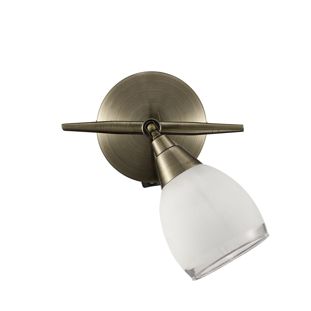 Wall Light In Bronze Finish With Satin White Glass Shade SPOT8981