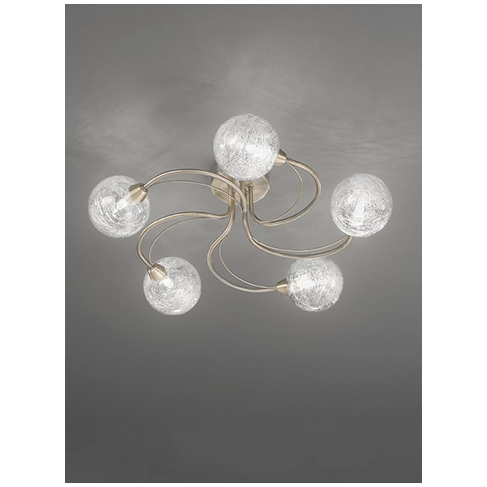 5 Light Semi Flush Ceiling Fitting In Bronze Finish With Glass Shades F2328/5