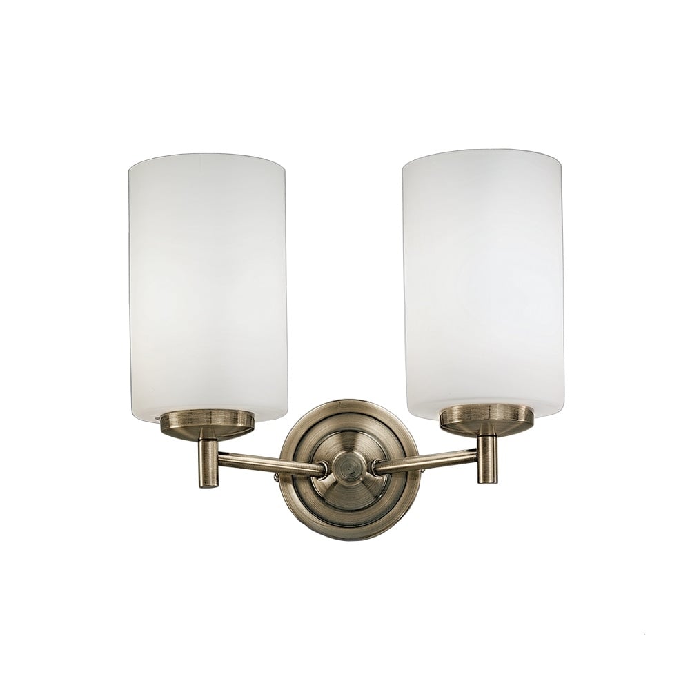 F2253/2 2 Light Bronze Wall Light With Opal Glass Shades