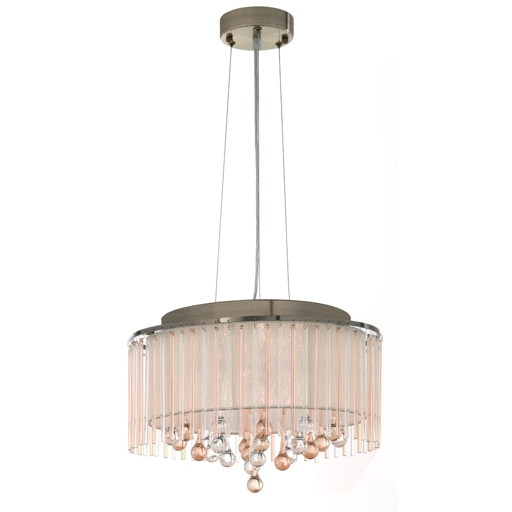 Stunning 6 Light Ceiling Pendant Fitting In Bronze With Crystal Drops F2346/6