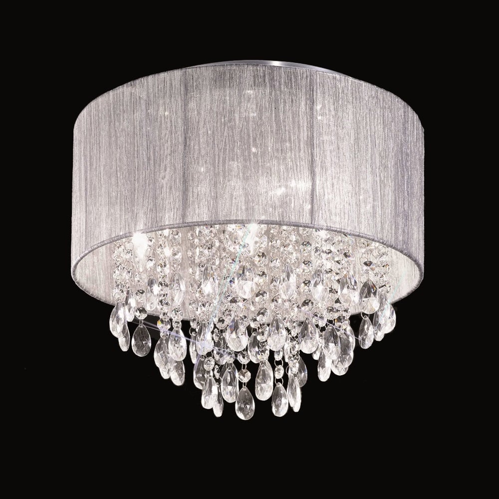 F2281/4 Royale 4 Light Flush Chrome and Crystal Ceiling Light
