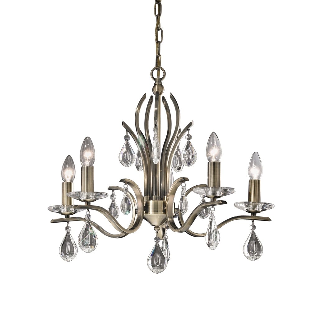 F2299/5 5 Light Bronze and Crystal Chandelier