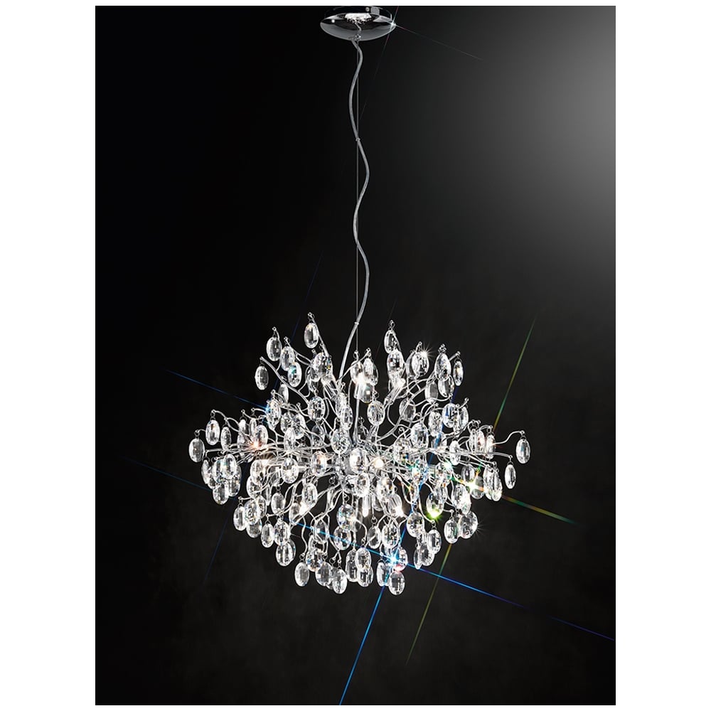 Impressive Crystal Ceiling Pendant Light In Chrome Finish F2326/12