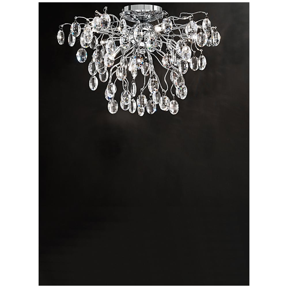 Impressive Crystal Ceiling Flush Light In Chrome Finish F2326/8