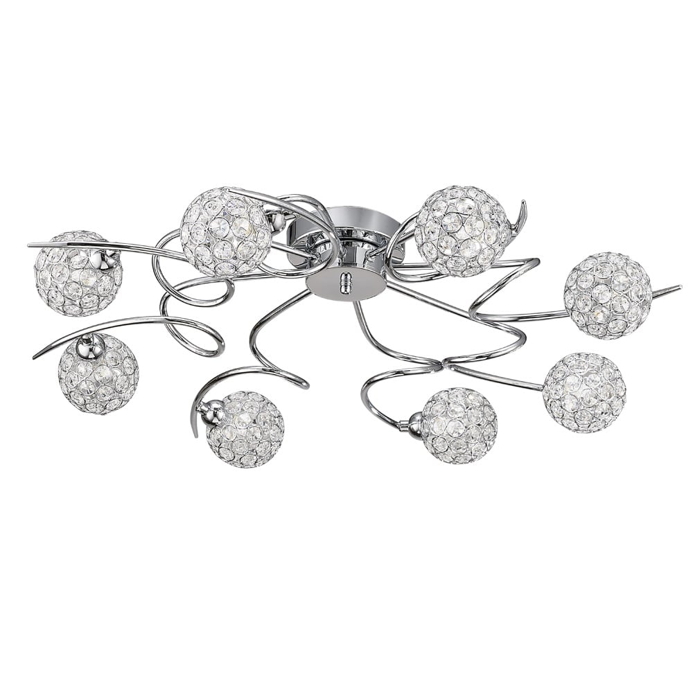 Modern Semi Flush Ceiling Light In Chrome Finish F2308/8