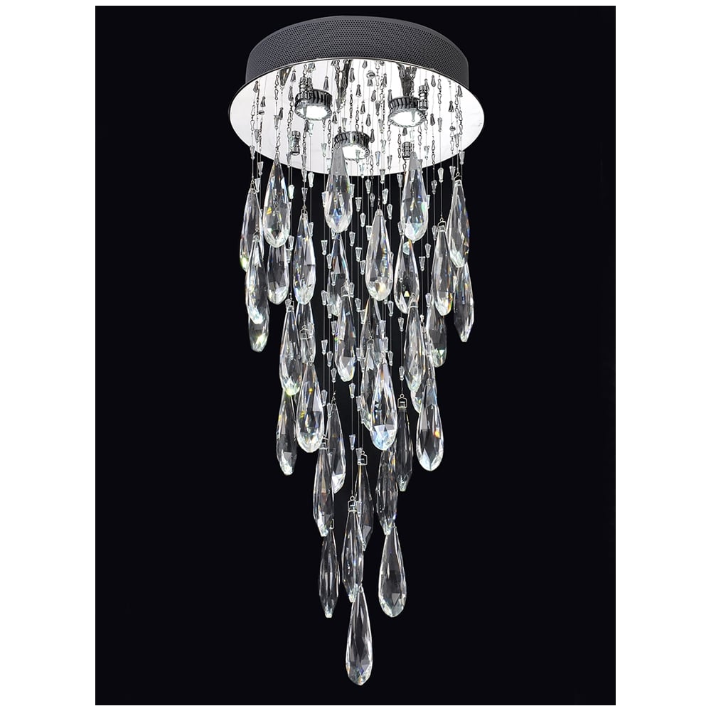 Glint 3 Light LED Crystal Ceiling Plate Fitting In Chrome Finish F2320/3